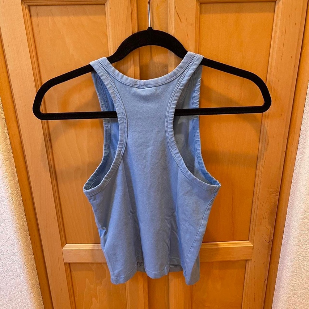 Women’s Sky Blue Crop Racerback Tank Top Size Small - Picture 4 of 4